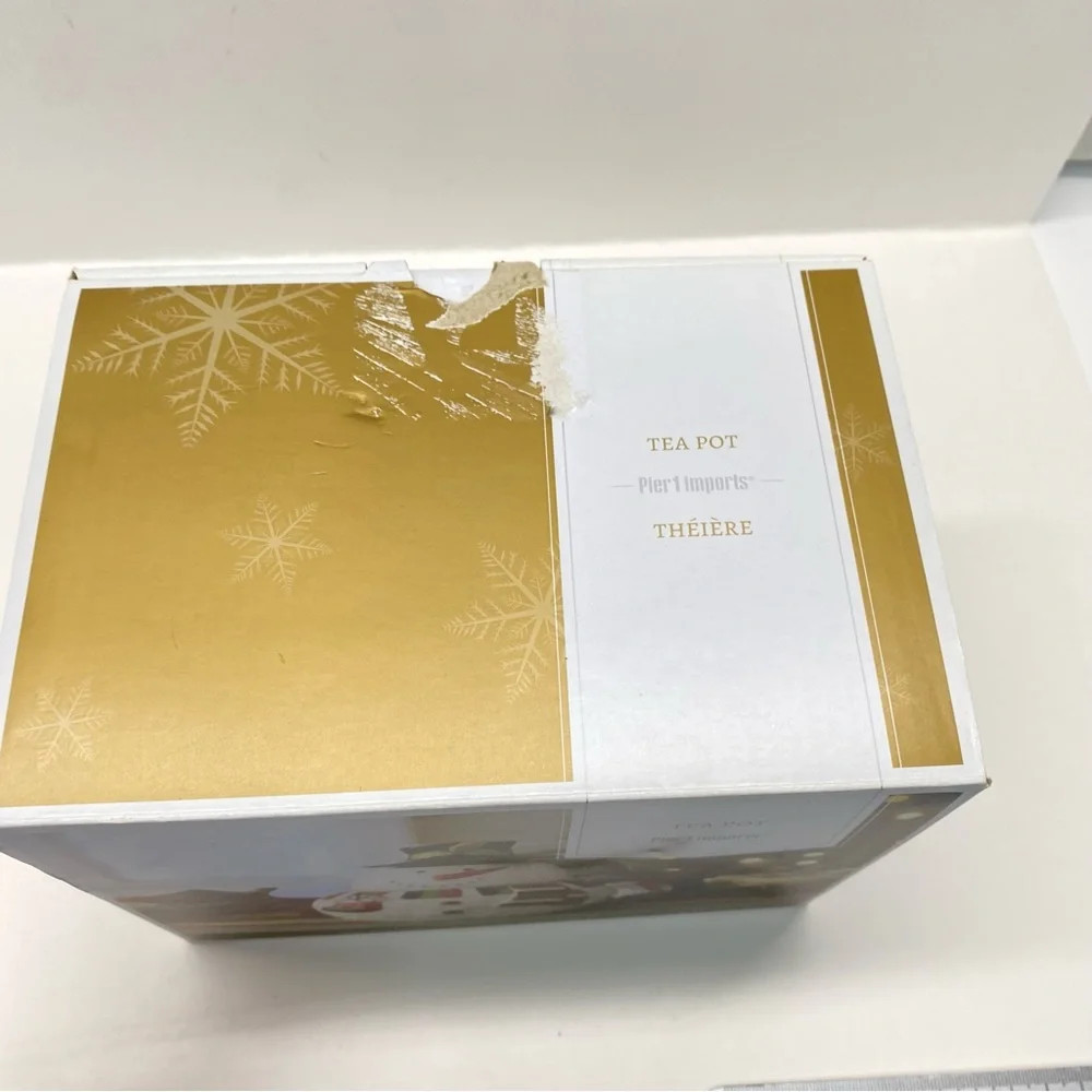 Pier 1 Imports Snowman Teapot Set w/Lid & Cup Tea for One Christmas Holiday